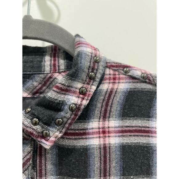 Rails Plaid Long Sleeve Studded Blouse Button Down Shirt Sz XS - Picture 7 of 8